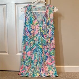 Lilly Pulitzer Blue Pink Sleeveless V-Neck Sundress